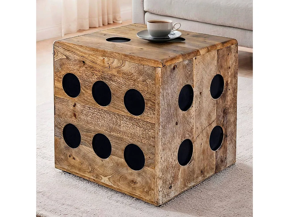 Beistelltisch Wohnzimmertisch in Würfel Form aus Mangobaum Massivholz