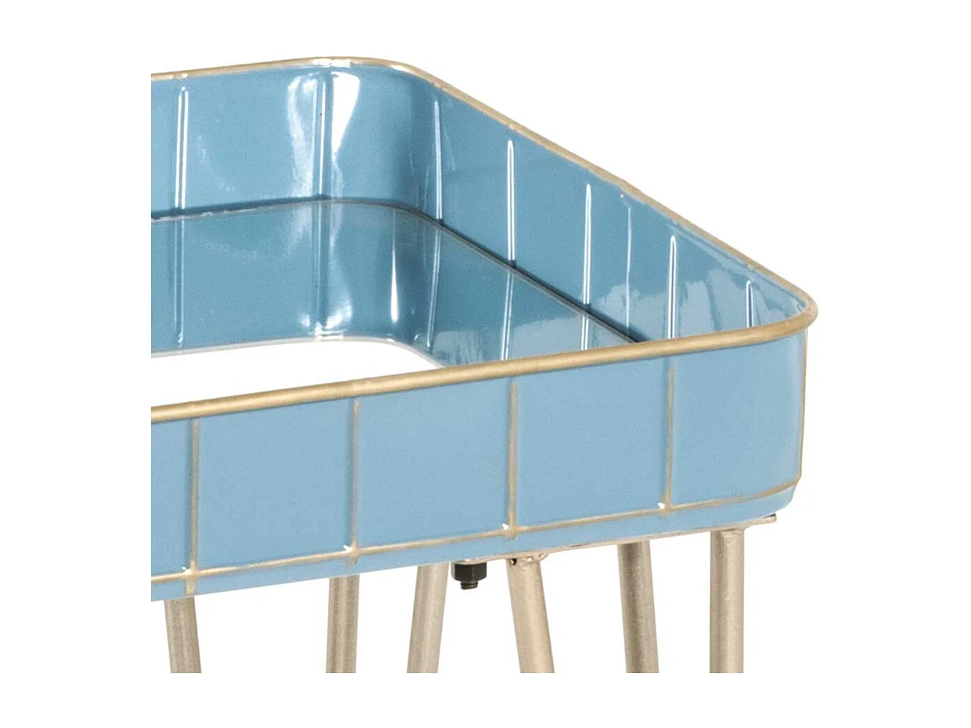 Beistelltische aus Stahl Blau Türkis und Bronze (zweiteilig)