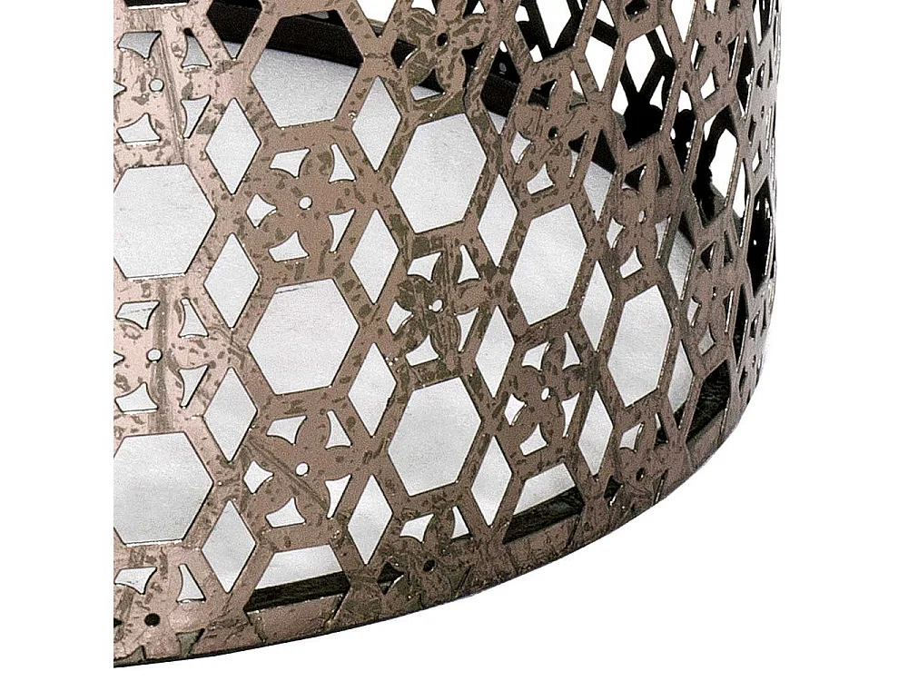 Metall Beistelltisch in Bronze mit Antik Finish runder Glasplatte