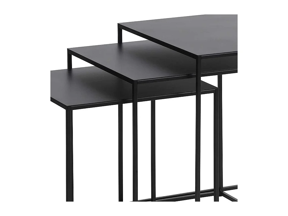 Metall Beistelltische in Schwarz quadratischer Tischplatte (dreiteilig)