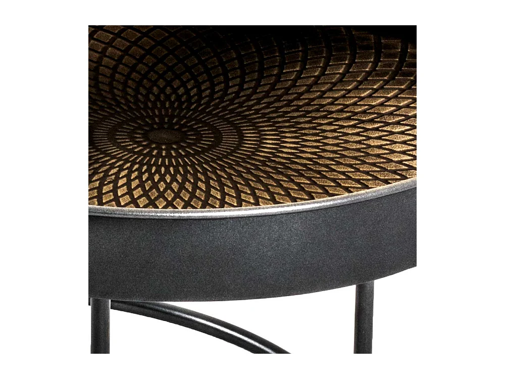 Runde Beistelltische aus Stahl Schwarz und Kupferfarben (zweiteilig)