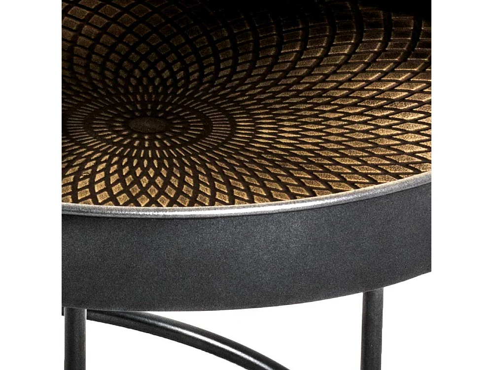 Runde Beistelltische aus Stahl Schwarz und Kupferfarben (zweiteilig)