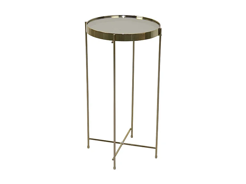 Beistelltisch in Goldfarben und Creme Spiegelglasplatte