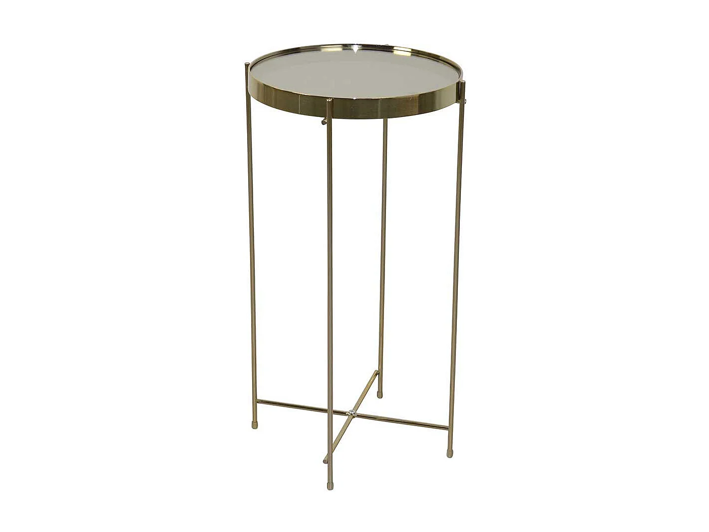 Beistelltisch in Goldfarben und Creme Spiegelglasplatte