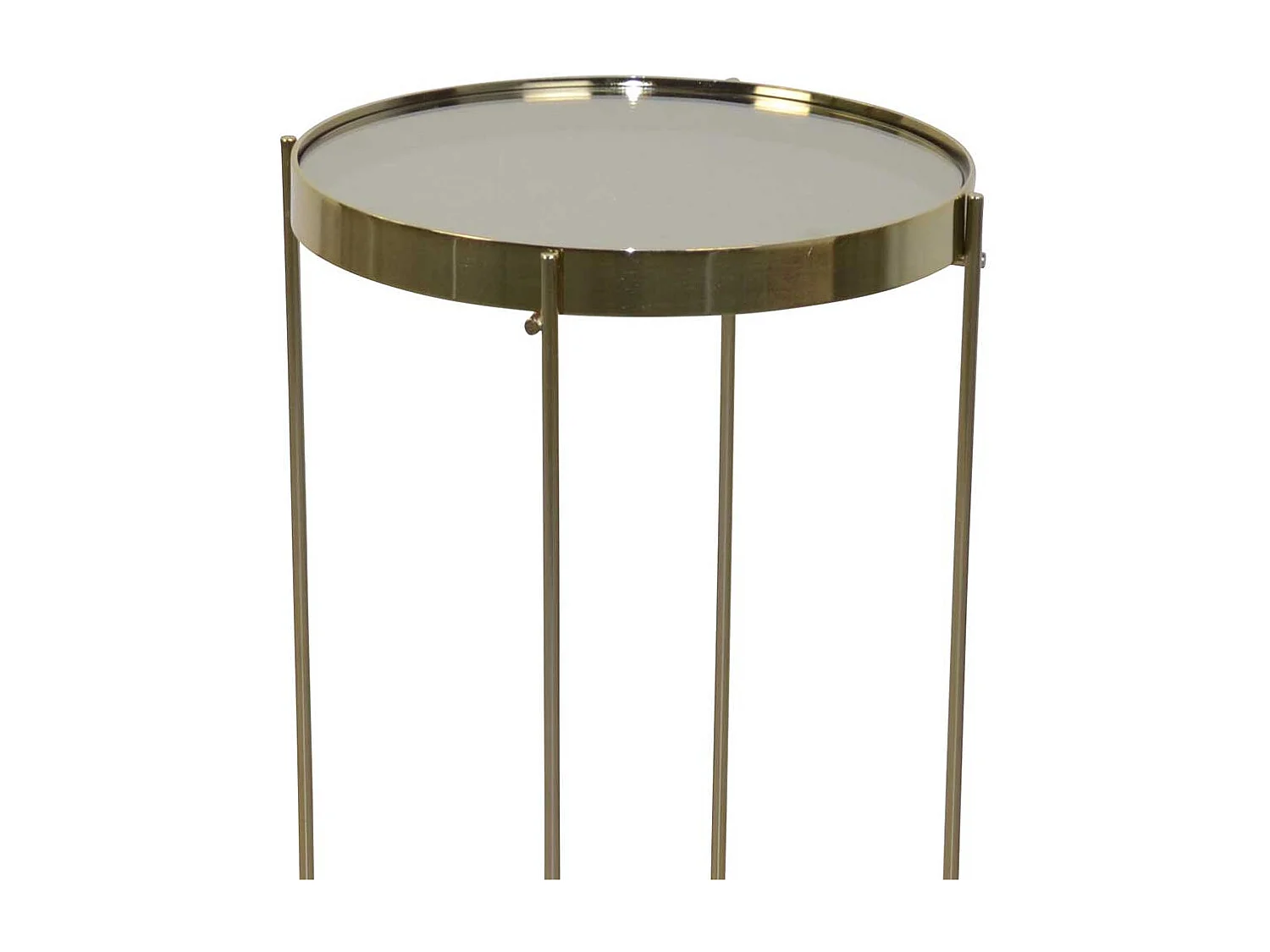 Beistelltisch in Goldfarben und Creme Spiegelglasplatte