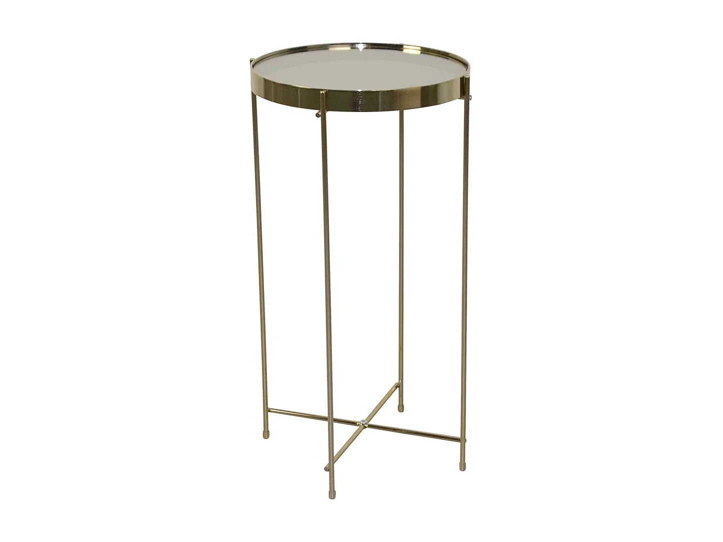 Beistelltisch in Goldfarben und Creme Spiegelglasplatte