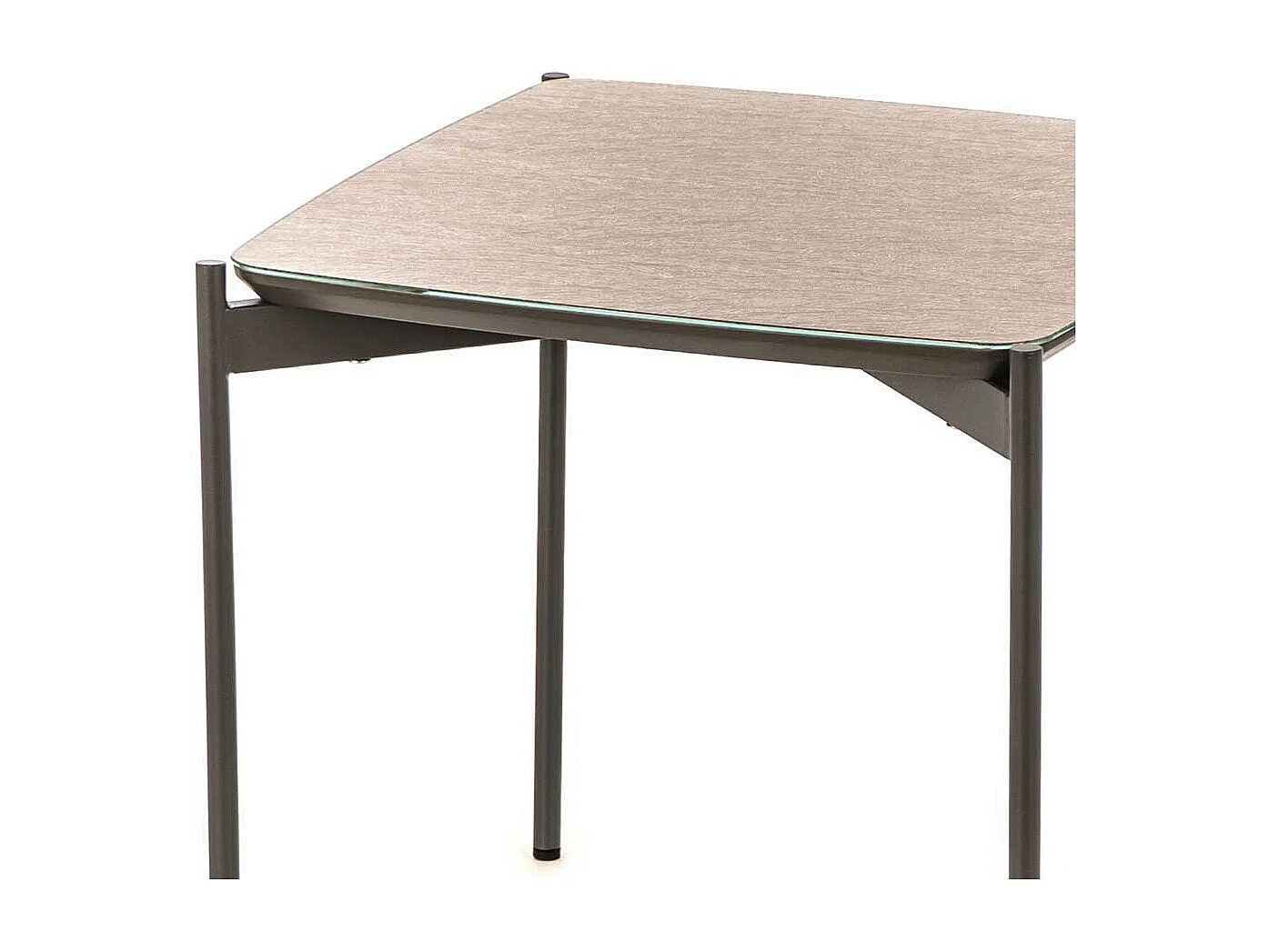 Couch Beistelltisch in Taupe und Grau Glas beschichtet