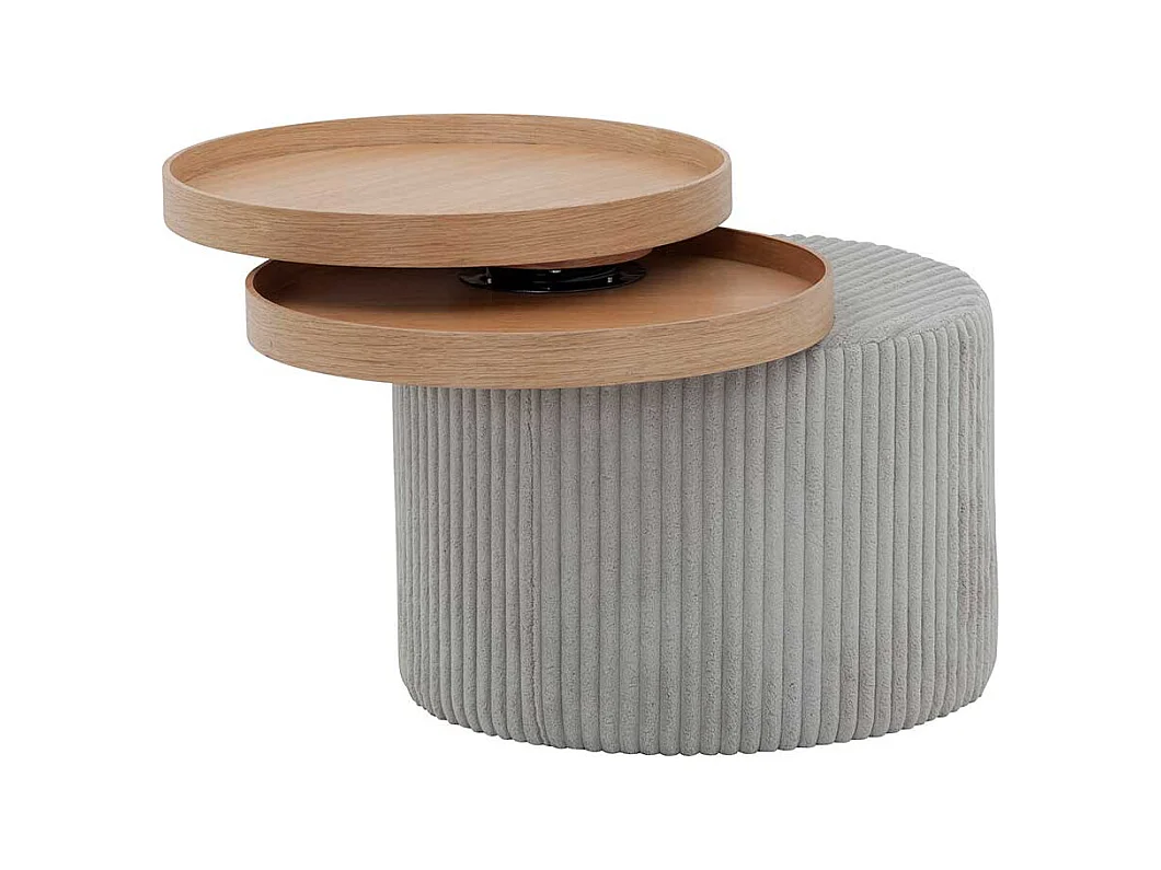 Design Beistelltisch in Hellgrau Corstoff schwenkbaren Tabletts