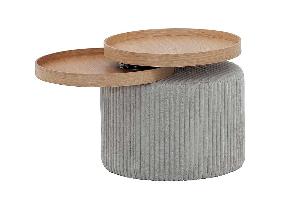 Design Beistelltisch in Hellgrau Corstoff schwenkbaren Tabletts