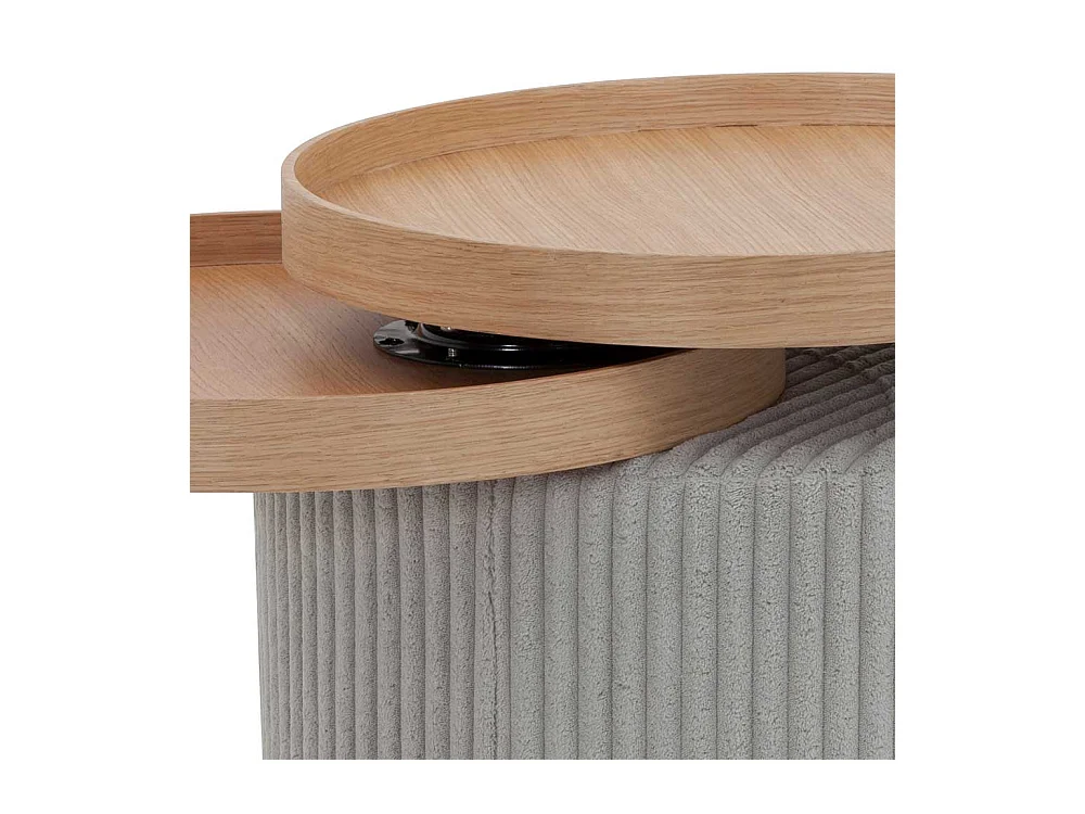 Design Beistelltisch in Hellgrau Corstoff schwenkbaren Tabletts