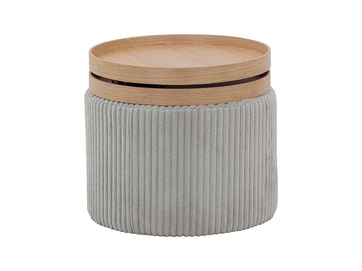 Design Beistelltisch in Hellgrau Corstoff schwenkbaren Tabletts