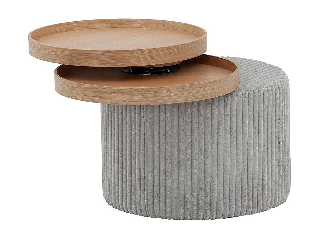 Design Beistelltisch in Hellgrau Corstoff schwenkbaren Tabletts