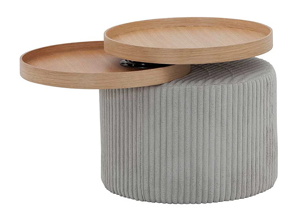 Design Beistelltisch in Hellgrau Corstoff schwenkbaren Tabletts
