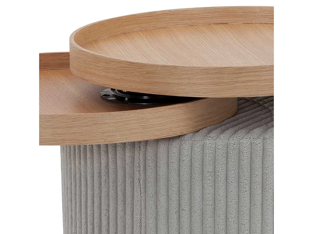 Design Beistelltisch in Hellgrau Corstoff schwenkbaren Tabletts
