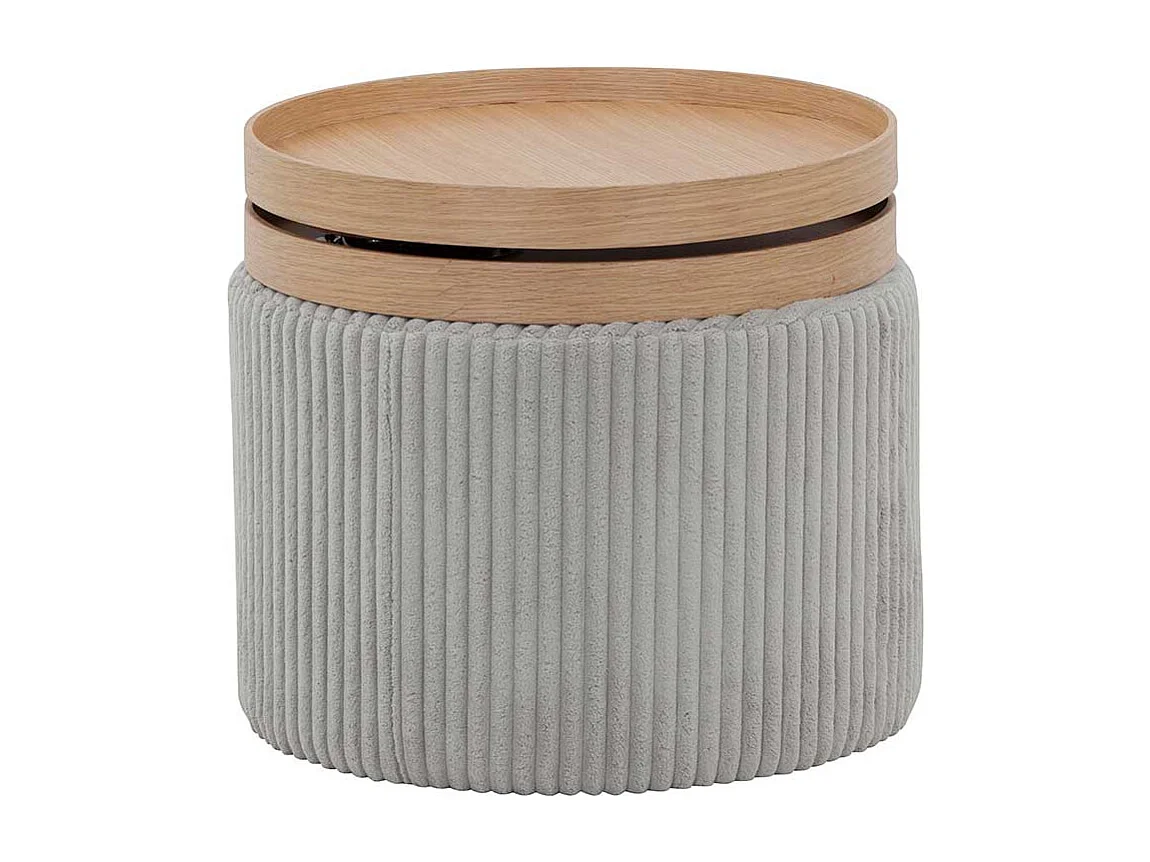 Design Beistelltisch in Hellgrau Corstoff schwenkbaren Tabletts