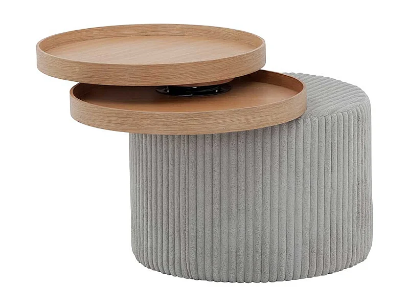 Design Beistelltisch in Hellgrau Corstoff schwenkbaren Tabletts
