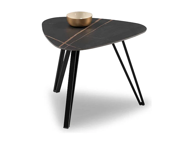 Beistelltisch Couchtisch in Wankelform mit Sinterstein Platte