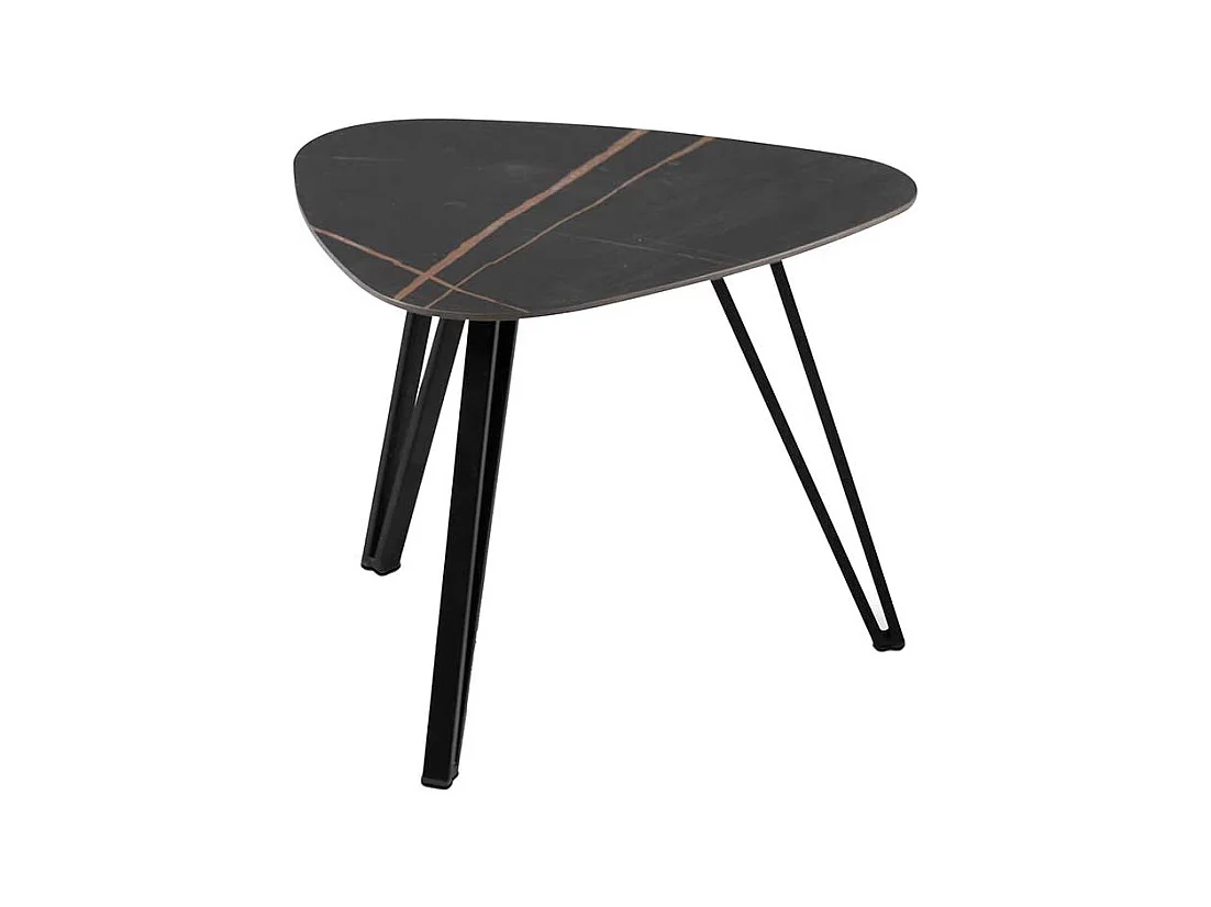 Beistelltisch Couchtisch in Wankelform mit Sinterstein Platte