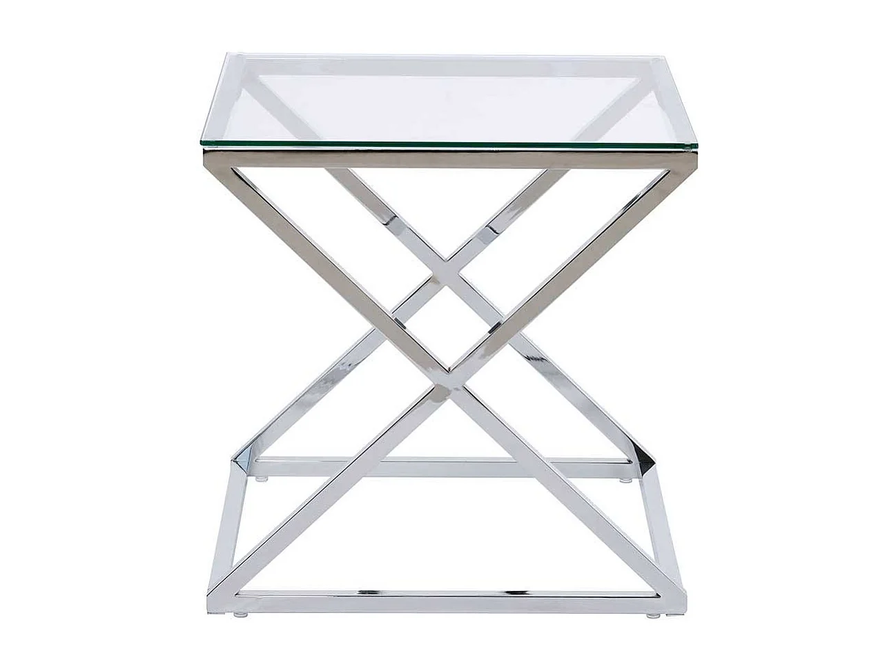 Beistelltisch Sofa Kleiner Tisch in Chromfarben mit Glasplatte