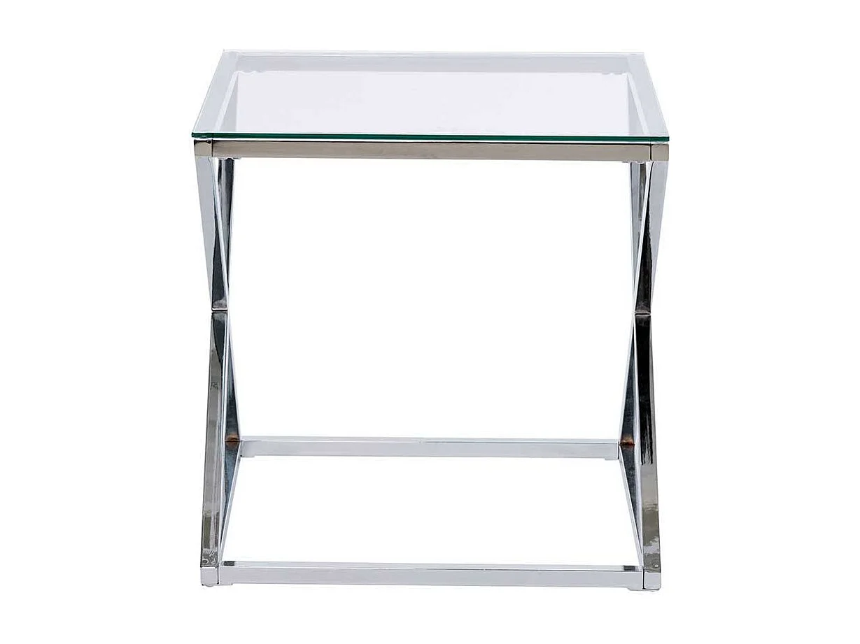 Beistelltisch Sofa Kleiner Tisch in Chromfarben mit Glasplatte