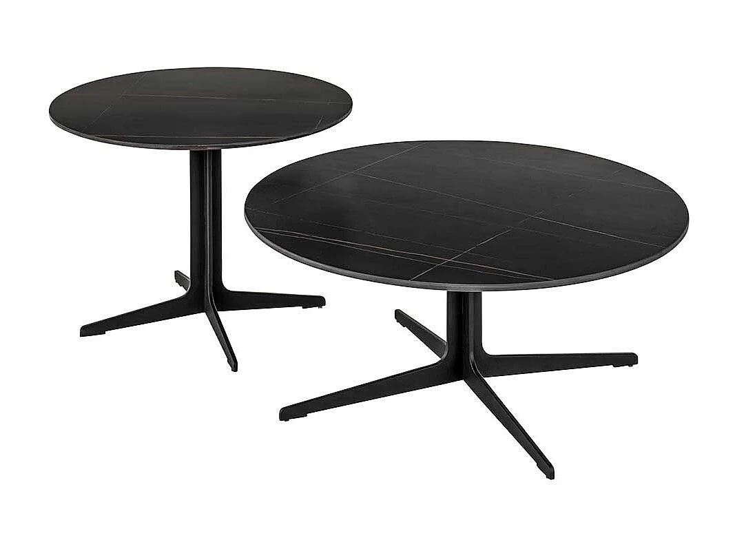 Beistelltische Sofa modern mit Keramikplatte Sterngestell (zweiteilig)