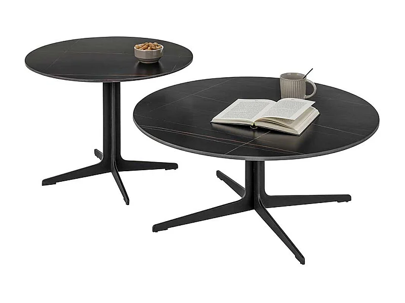 Beistelltische Sofa modern mit Keramikplatte Sterngestell (zweiteilig)