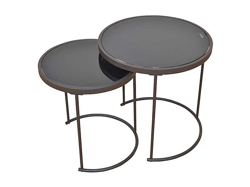 Beistelltisch Set in Braun Glas (zweiteilig)