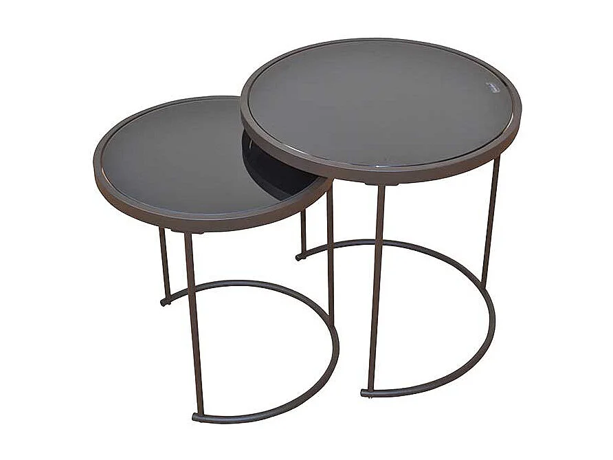 Beistelltisch Set in Braun Glas (zweiteilig)