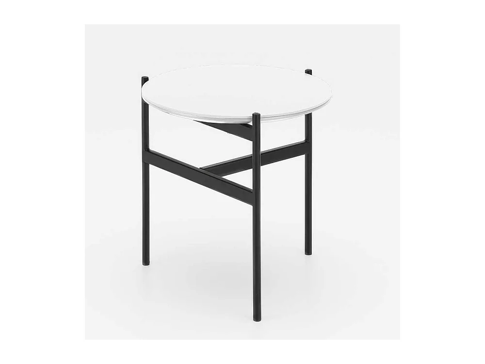 Sofa Beistelltisch in Weiß und Schwarz Keramik beschichtet