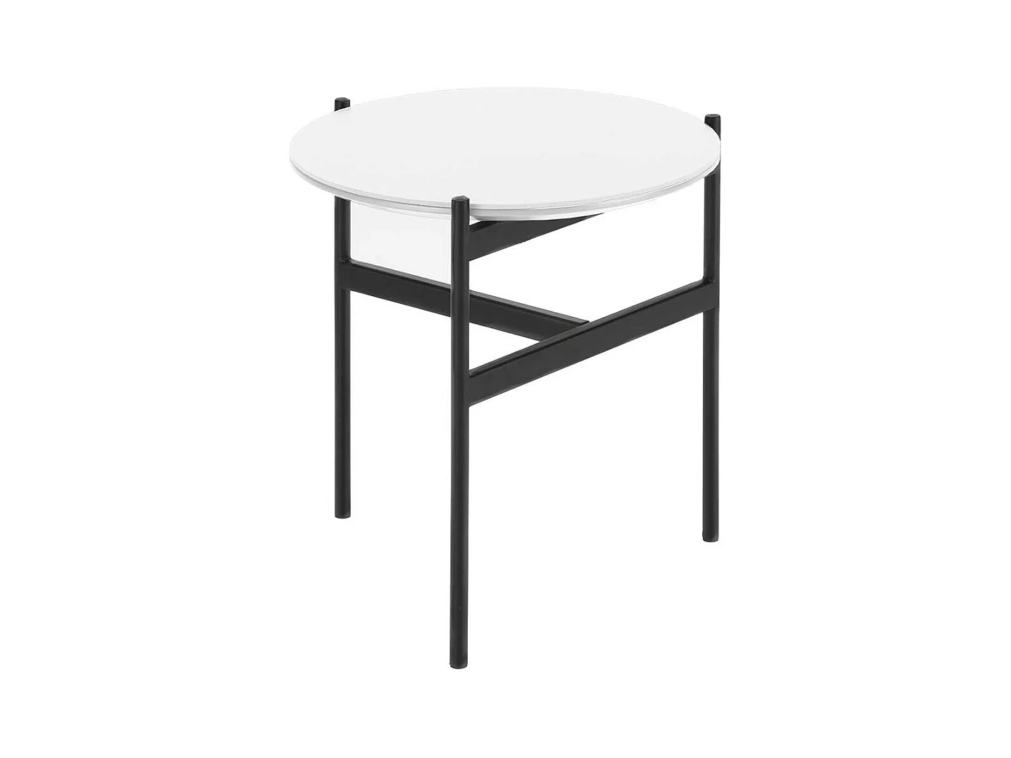 Sofa Beistelltisch in Weiß und Schwarz Keramik beschichtet