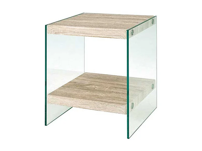 Beistelltisch in Eiche hell Optik Glas