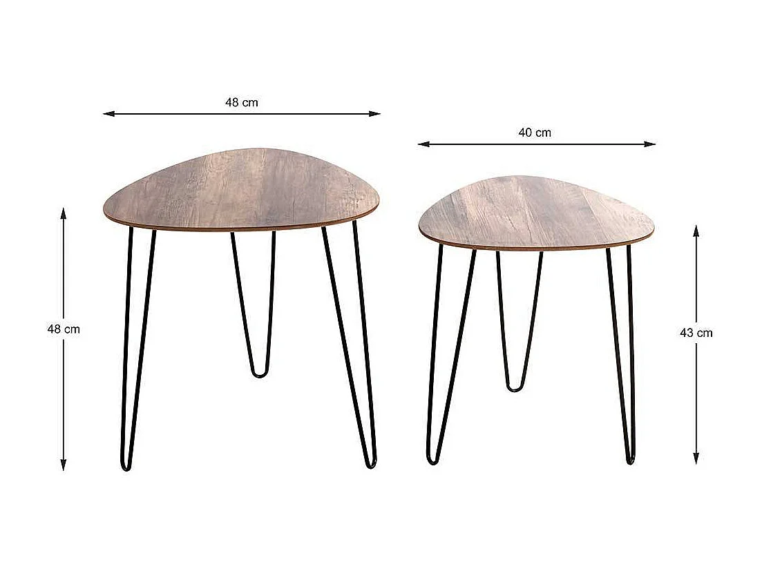 Beistelltische Sofa mit Tischplatten in Wankelform Retrostil (zweiteilig)