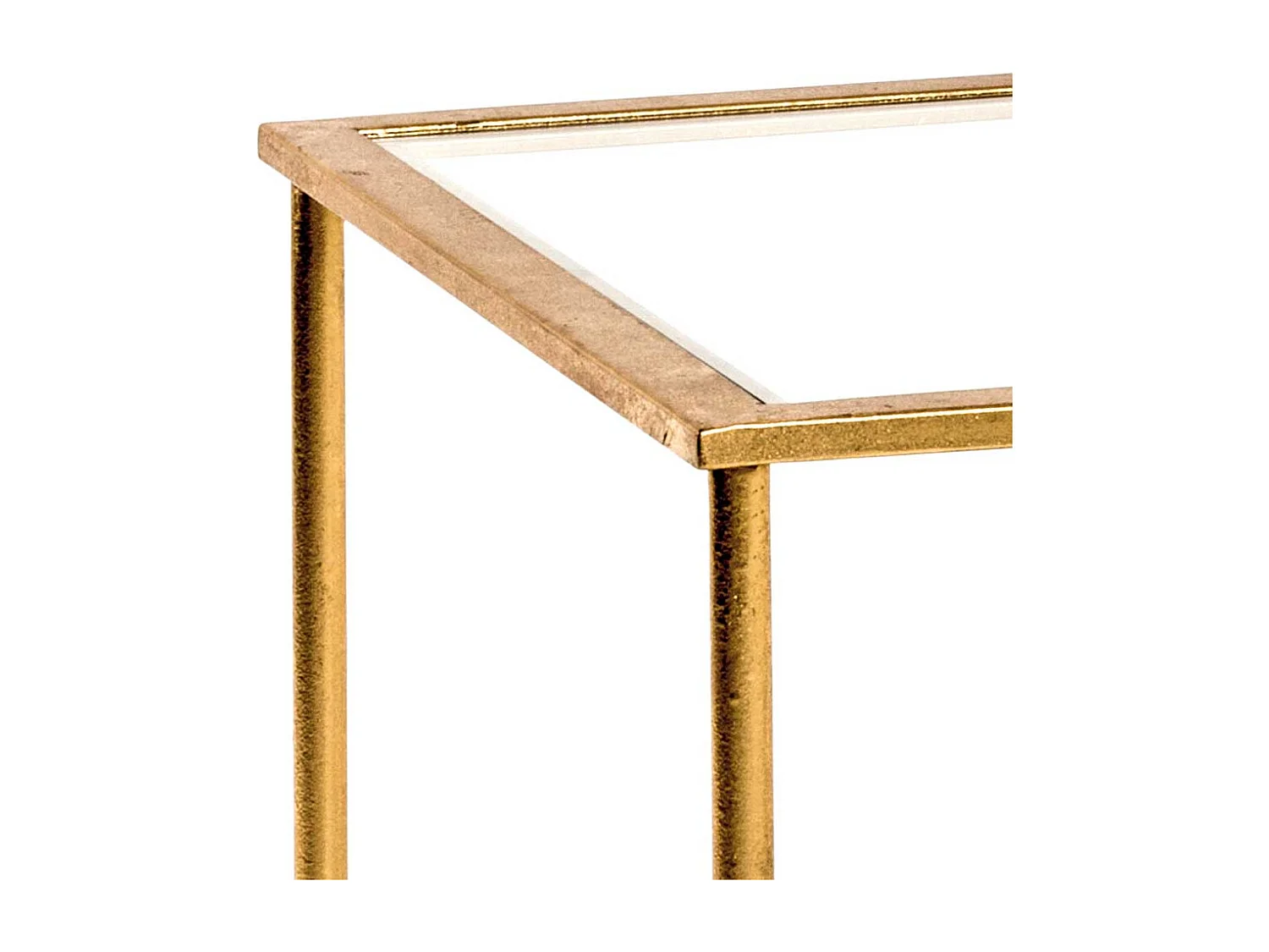 Beistelltisch aus Stahl in Goldfarben Spiegelglasplatten