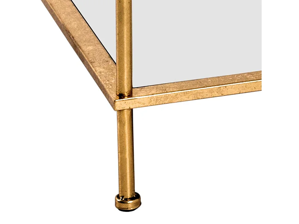 Beistelltisch aus Stahl in Goldfarben Spiegelglasplatten