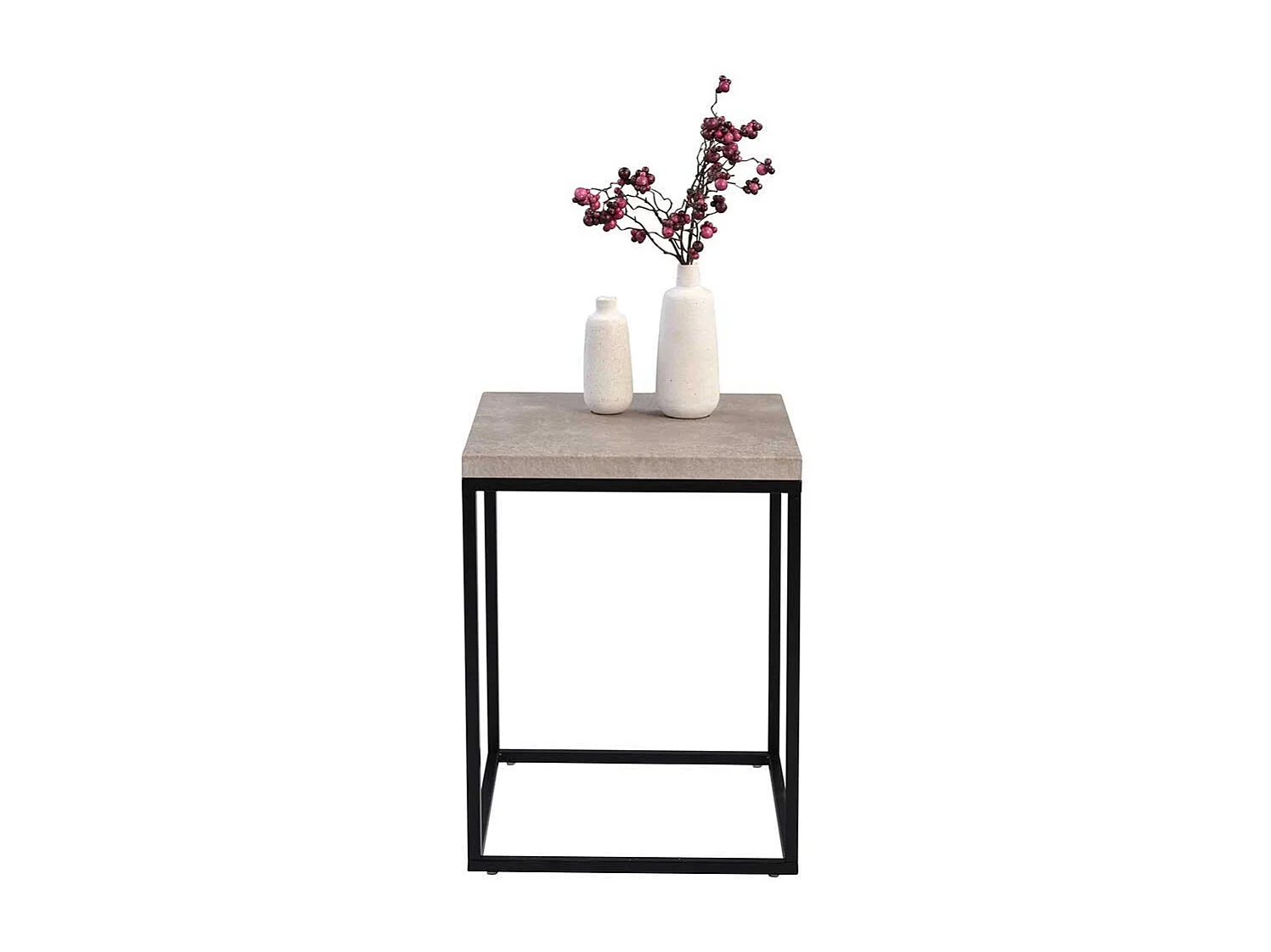 Design Beistelltisch in Beton Grau und Schwarz 40 cm breit