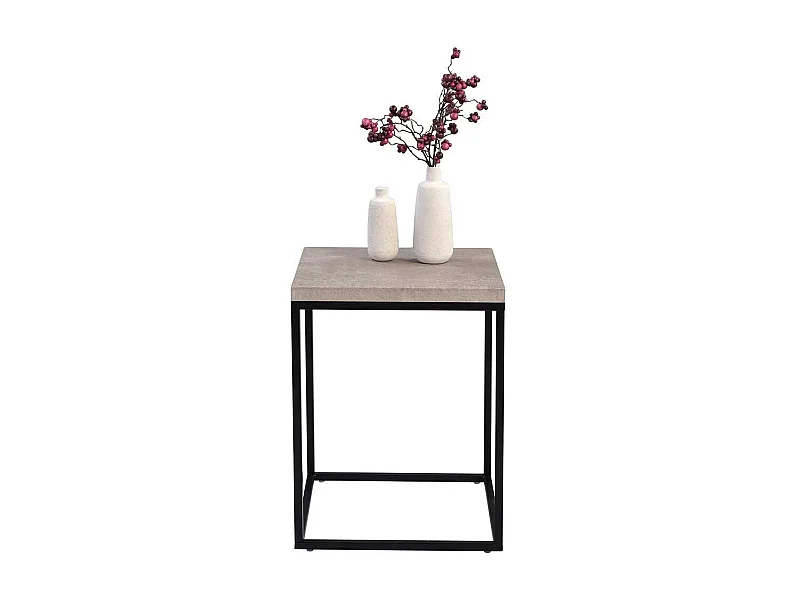 Design Beistelltisch in Beton Grau und Schwarz 40 cm breit