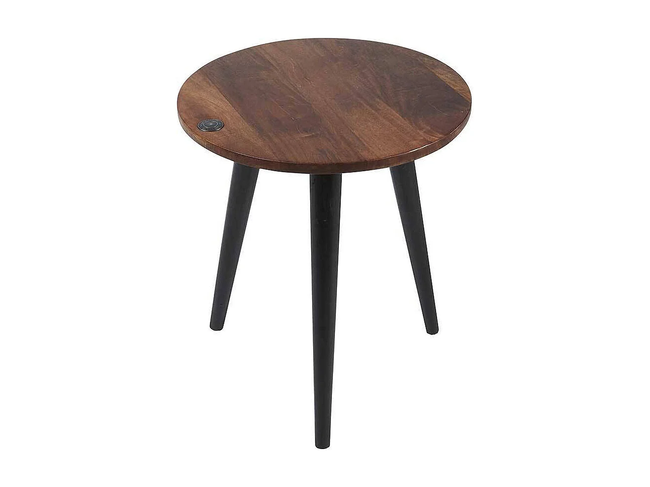 Sofa Beistelltisch aus Mangobaum Massivholz und Stahl rund