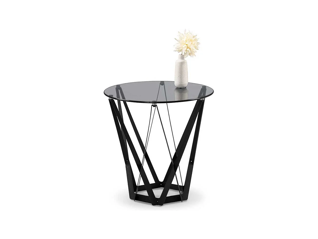 Beistelltisch Couchtisch in runder Form aus Rauchglas