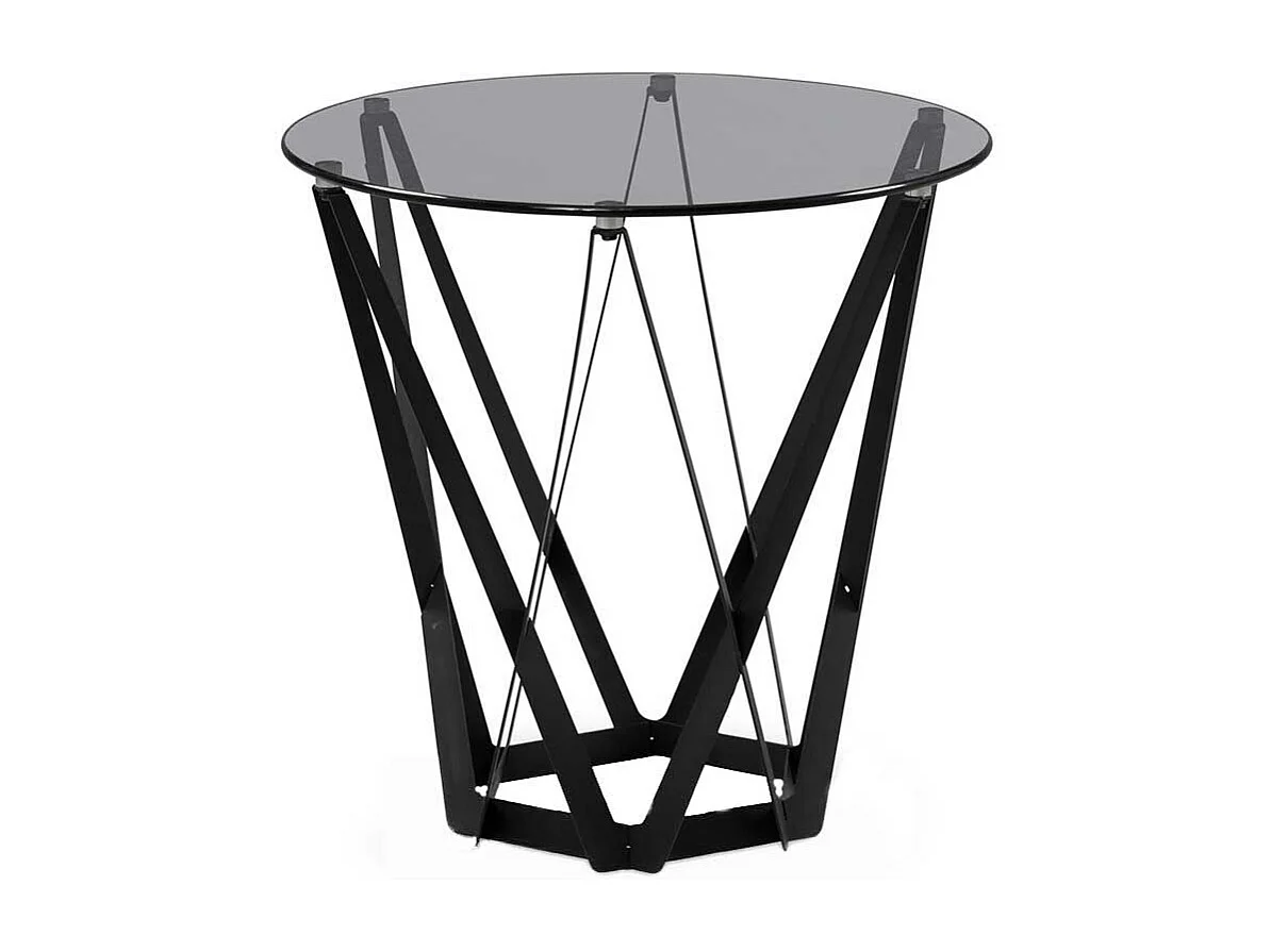 Beistelltisch Couchtisch in runder Form aus Rauchglas