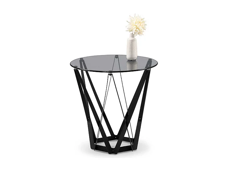 Beistelltisch Couchtisch in runder Form aus Rauchglas