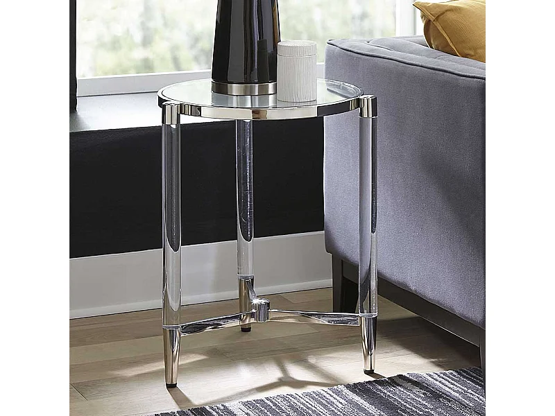 Runder Beistelltisch Sofa aus Sicherheitsglas - Acryl Edelstahl