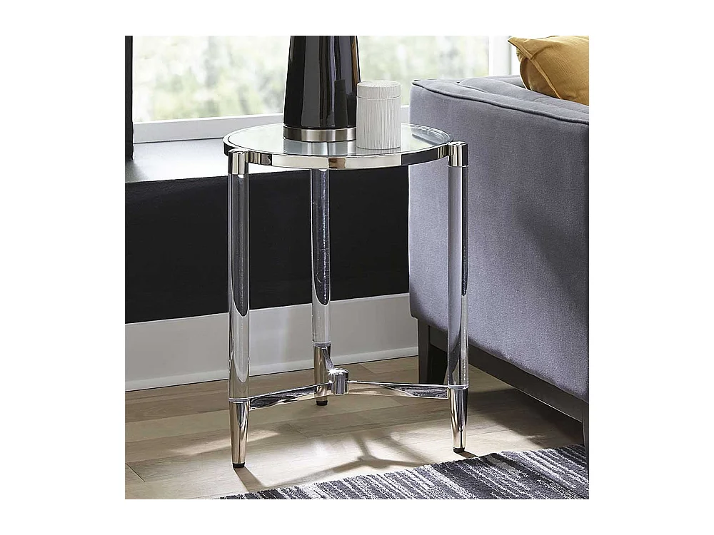 Runder Beistelltisch Sofa aus Sicherheitsglas - Acryl Edelstahl