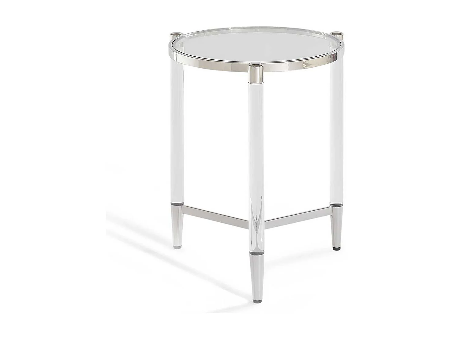 Runder Beistelltisch Sofa aus Sicherheitsglas - Acryl Edelstahl