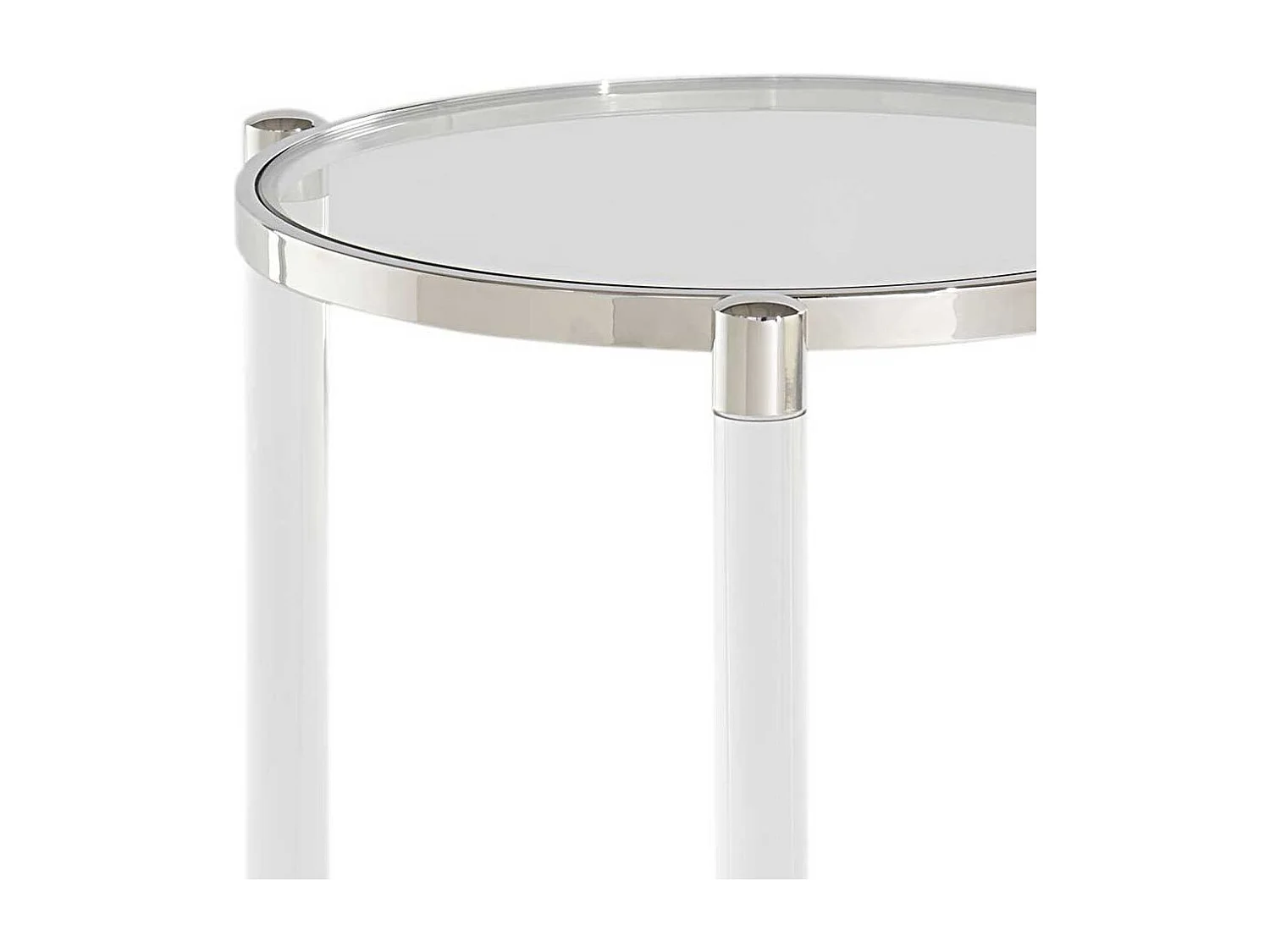 Runder Beistelltisch Sofa aus Sicherheitsglas - Acryl Edelstahl