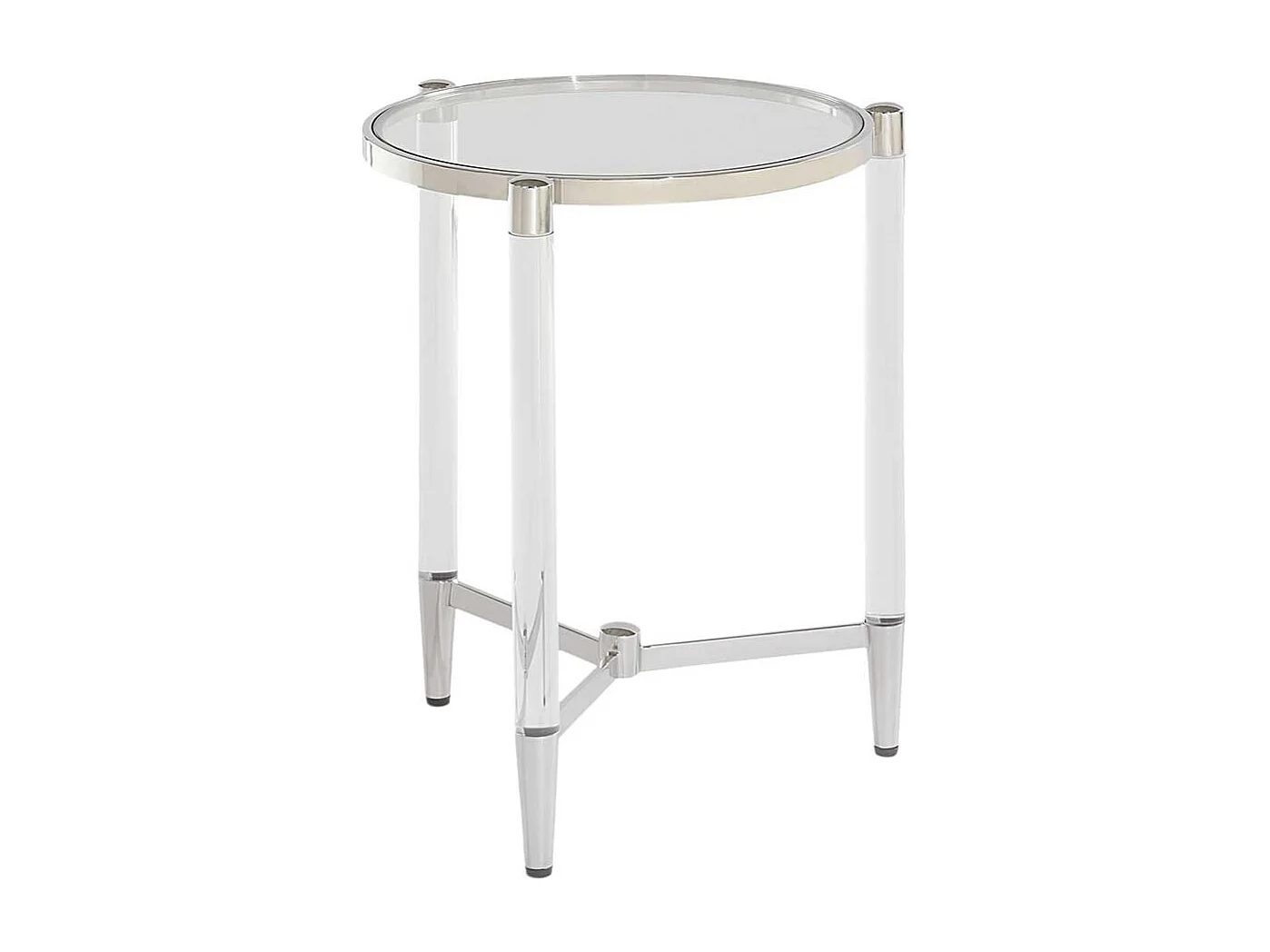 Runder Beistelltisch Sofa aus Sicherheitsglas - Acryl Edelstahl