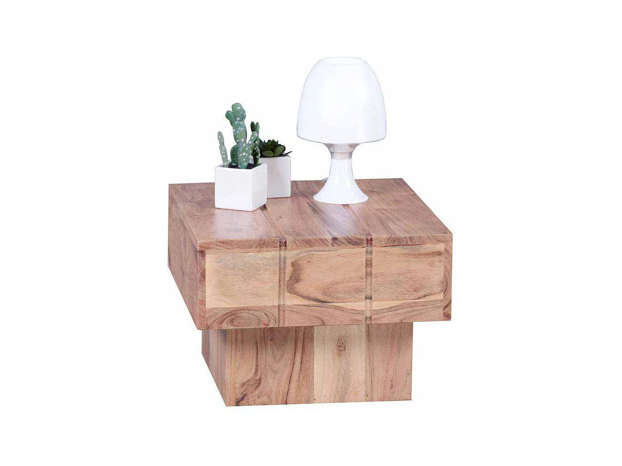 Massivholz Beistelltisch aus Akazie natur 30 cm hoch