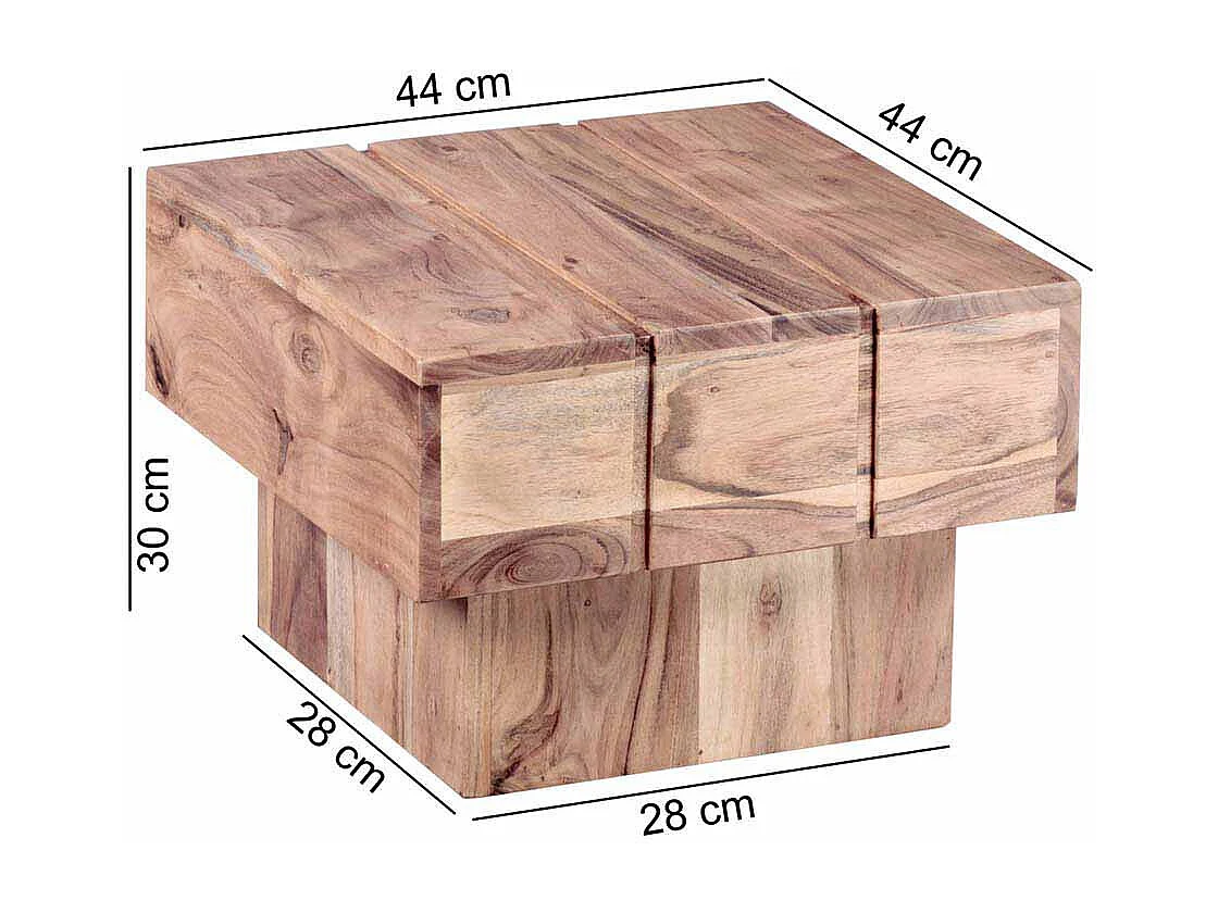 Massivholz Beistelltisch aus Akazie natur 30 cm hoch