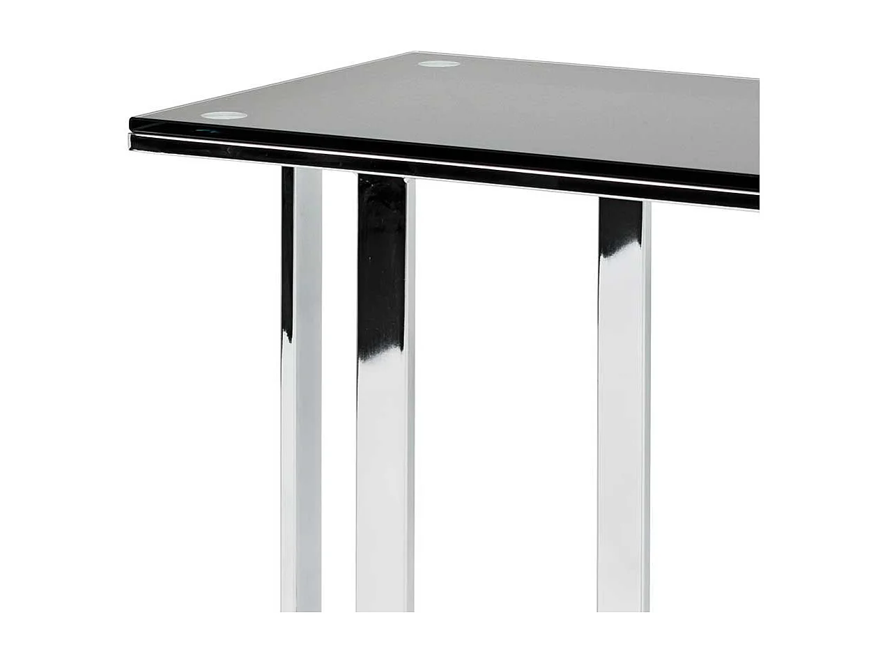 Beistelltisch mit schwarzer Glasplatte Stahl verchromt