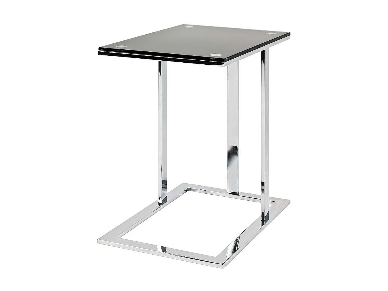 Beistelltisch mit schwarzer Glasplatte Stahl verchromt