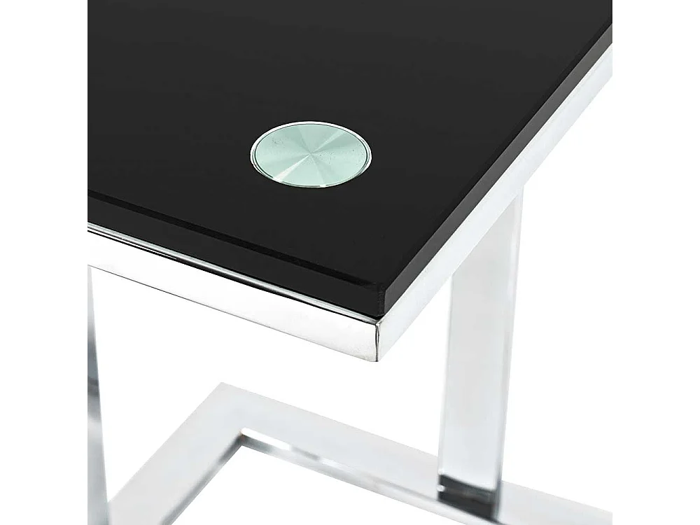 Beistelltisch mit schwarzer Glasplatte Stahl verchromt